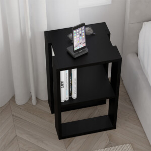 Κομοδίνο - τραπεζάκι βοηθητικό Lonie Megapap χρώμα μαύρο 34x30x55εκ. - Image 2