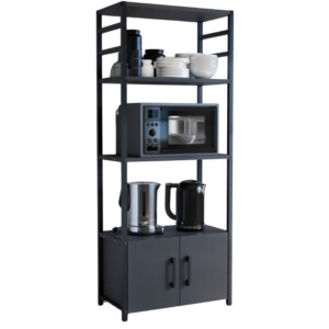 Έπιπλο κουζίνας Agero Megapap μεταλλικό - μελαμίνης χρώμα ανθρακί 56,1x30x138,3εκ. - Image 4