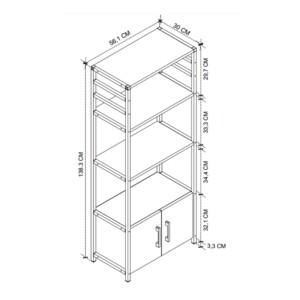 Έπιπλο κουζίνας Agero Megapap μεταλλικό - μελαμίνης χρώμα ανθρακί 56,1x30x138,3εκ. - Image 5