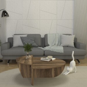 Τραπεζάκι σαλονιού Nilvia Megapap χρώμα καρυδί Ø85x35εκ. - Image 3