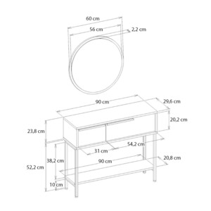 Κονσόλα με καθρέπτη Suzy Megapap χρώμα sepet oak 90x29,6x76εκ. - Image 8