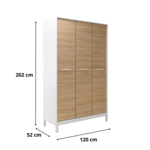Ντουλάπα ρούχων London Megapap τρίφυλλη χρώμα oak - λευκό 120x52x202εκ. - Image 5