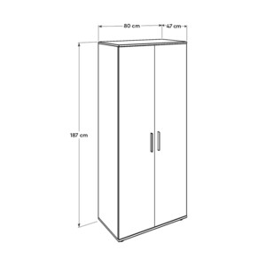Ντουλάπα ρούχων Trendline Megapap δίφυλλη χρώμα λευκό 80x47x187εκ. - Image 4