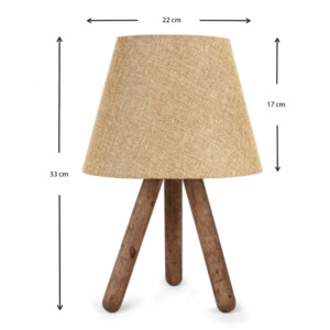 Φωτιστικό επιτραπέζιο Lander Megapap E27 ύφασμα Pvc - ξύλο χρώμα μπεζ - καφέ 22x17x33εκ. - Image 3