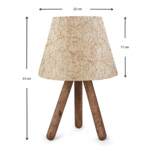 Φωτιστικό επιτραπέζιο Lander Megapap E27 ύφασμα Pvc - ξύλο χρώμα μπεζ χρυσό - καφέ 22x17x33εκ. - Image 3