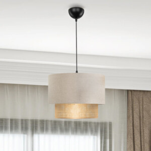 Φωτιστικό οροφής Lucifer Megapap E27 υφασμάτινο μονόφωτο χρώμα κρεμ 30x20x70εκ. - Image 2