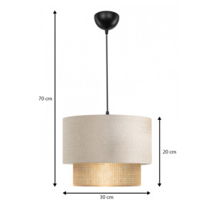 Φωτιστικό οροφής Lucifer Megapap E27 υφασμάτινο μονόφωτο χρώμα κρεμ 30x20x70εκ. - Image 3