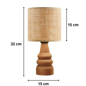 Φωτιστικό επιτραπέζιο Tino Megapap E27 pe rattan - ξύλο χρώμα φυσικό Ø15x32εκ. - Image 3