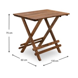 Τραπέζι πτυσσόμενο Queen Megapap από ξύλο οξιάς σε χρώμα καρυδί εμποτισμού 100x60x75εκ. - Image 6
