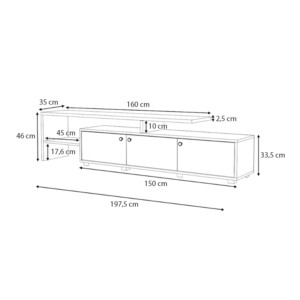 Έπιπλο τηλεόρασης Amadeo Megapap χρώμα ανθρακί - φυσικό οξιάς 197,5x35x46cm. - Image 5