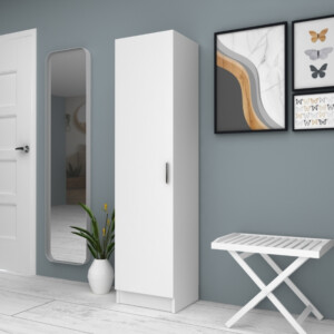 Ντουλάπα ρούχων - παπουτσοθήκη Petro Megapap μονόφυλλη χρώμα λευκό 45x38x180εκ. - Image 2