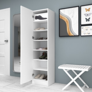 Ντουλάπα ρούχων - παπουτσοθήκη Petro Megapap μονόφυλλη χρώμα λευκό 45x38x180εκ. - Image 3