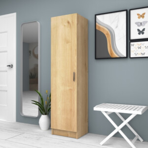 Ντουλάπα ρούχων - παπουτσοθήκη Petro Megapap μονόφυλλη χρώμα φυσικό οξιάς 45x38x180εκ. - Image 2