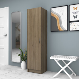 Ντουλάπα ρούχων - παπουτσοθήκη Petro Megapap μονόφυλλη χρώμα καρυδί 45x38x180εκ. - Image 2