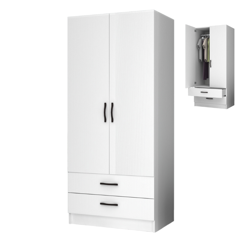 Ντουλάπα ρούχων Ricardo Megapap δίφυλλη με συρτάρια χρώμα λευκό 80x51 Ντουλάπα ρούχων Ricardo Megapap δίφυλλη με συρτάρια χρώμα λευκό 80x51