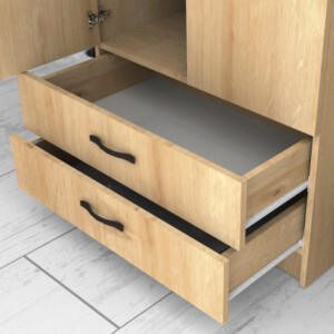 Ντουλάπα ρούχων Ricardo Megapap δίφυλλη με συρτάρια χρώμα φυσικό οξιάς 80x51,8x181εκ. - Image 5