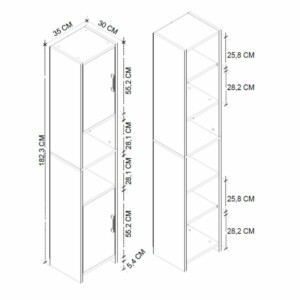 Ντουλάπι κουζίνας - μπάνιου Hobbes Megapap χρώμα sapphire oak 35x30x182,3εκ. - Image 4