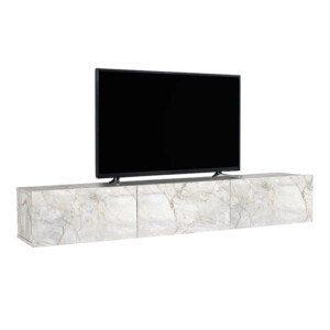 Έπιπλο τηλεόρασης επιτοίχιο Damla Megapap με LED χρώμα λευκό εφέ μαρμάρου 180x29,5x29,5εκ. - Image 6
