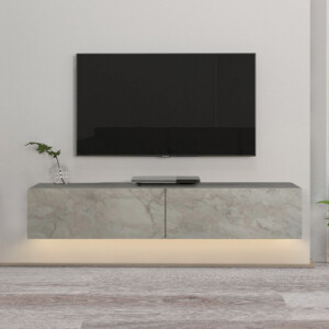Έπιπλο τηλεόρασης επιτοίχιο Aristo Megapap με LED χρώμα λευκό εφέ μαρμάρου 135x31,6x25εκ. - Image 3