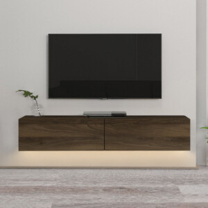 Έπιπλο τηλεόρασης επιτοίχιο Aristo Megapap με LED χρώμα καρυδί 135x31,6x25εκ. - Image 3