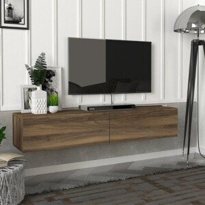 Έπιπλο τηλεόρασης επιτοίχιο Aristo Megapap με LED χρώμα καρυδί 135x31,6x25εκ. - Image 4