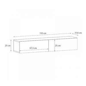 Έπιπλο τηλεόρασης επιτοίχιο Aristo Megapap με LED χρώμα καρυδί 135x31,6x25εκ. - Image 7
