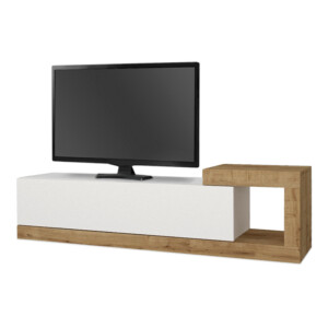 Έπιπλο τηλεόρασης επιτοίχιο Volare Megapap χρώμα λευκό - sapphire oak 150x29,6x38,6εκ. - Image 5