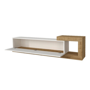 Έπιπλο τηλεόρασης επιτοίχιο Volare Megapap χρώμα λευκό - sapphire oak 150x29,6x38,6εκ. - Image 6