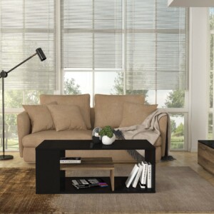 Τραπεζάκι σαλονιού Abdera Megapap χρώμα μαύρο - καρυδί 110x60x42εκ. - Image 4