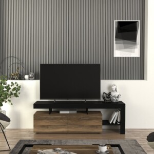 Έπιπλο τηλεόρασης Acnes Megapap χρώμα μαύρο - καρυδί 160x40x53εκ. - Image 3