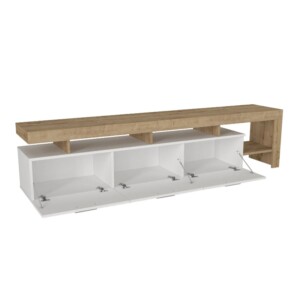 Έπιπλο τηλεόρασης Acnes Megapap χρώμα λευκό - sapphire oak 220x40x52εκ. - Image 5