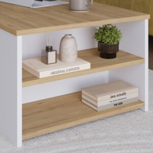 Τραπεζάκι σαλονιού Berg Megapap χρώμα φυσικό οξιάς - λευκό 110x60x40εκ. - Image 3