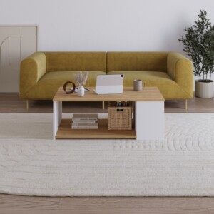 Τραπεζάκι σαλονιού Berg Megapap χρώμα φυσικό οξιάς - λευκό 110x60x40εκ. - Image 4