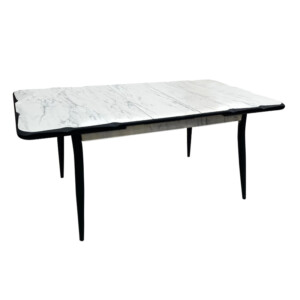 Τραπέζι Karen Megapap επεκτεινόμενο χρώμα λευκό εφέ μαρμάρου - μαύρο 130/160x80x75εκ. - Image 3