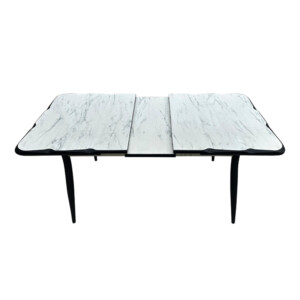 Τραπέζι Karen Megapap επεκτεινόμενο χρώμα λευκό εφέ μαρμάρου - μαύρο 130/160x80x75εκ. - Image 5