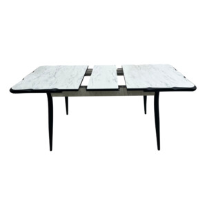 Τραπέζι Karen Megapap επεκτεινόμενο χρώμα λευκό εφέ μαρμάρου - μαύρο 130/160x80x75εκ. - Image 6