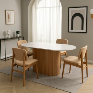 Τραπέζι Borno Megapap χρώμα φυσικό - λευκό εφέ μαρμάρου 180x89x75 εκ. - Image 2