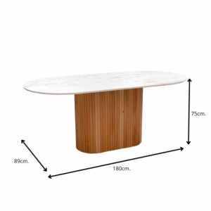 Τραπέζι Borno Megapap χρώμα φυσικό - λευκό εφέ μαρμάρου 180x89x75 εκ. - Image 5