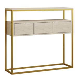Κονσόλα Guarda Megapap χρώμα μπεζ travertine - χρυσό 100x29x90εκ. - Image 4