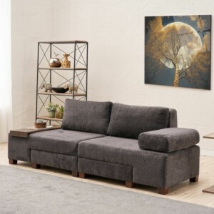 Καναπές - κρεβάτι πολυμορφικός Perenna Megapap τριθέσιος υφασμάτινος χρώμα ανθρακί 233x93x83εκ. - Image 2