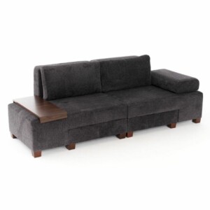 Καναπές - κρεβάτι πολυμορφικός Perenna Megapap τριθέσιος υφασμάτινος χρώμα ανθρακί 233x93x83εκ. - Image 7