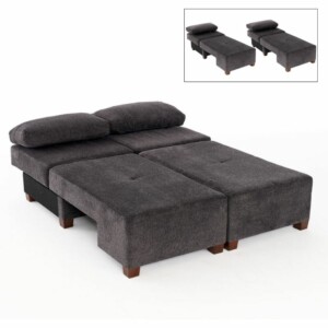 Καναπές - κρεβάτι πολυμορφικός Perenna Megapap τριθέσιος υφασμάτινος χρώμα ανθρακί 233x93x83εκ. - Image 9