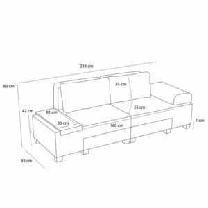 Καναπές - κρεβάτι πολυμορφικός Perenna Megapap τριθέσιος υφασμάτινος χρώμα ανθρακί 233x93x83εκ. - Image 10