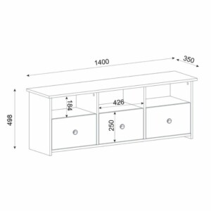 Έπιπλο τηλεόρασης Mahen Megapap χρώμα sapphire oak 140x35x49,8εκ. - Image 9