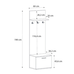 Έπιπλο εισόδου Track Megapap χρώμα sapphire oak 60x38,2x190εκ. - Image 8