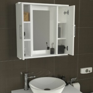 Καθρέπτης μπάνιου Surra Μegapap χρώμα λευκό 65x15,3x65εκ. - Image 3