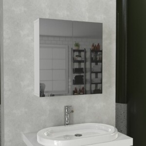 Καθρέπτης μπάνιου Binary Μegapap χρώμα λευκό 60x17,2x65εκ. - Image 3