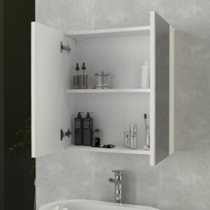 Καθρέπτης μπάνιου Binary Μegapap χρώμα λευκό 60x17,2x65εκ. - Image 4