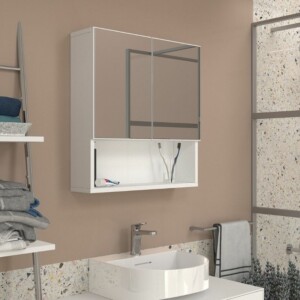 Καθρέπτης μπάνιου Trama Μegapap χρώμα λευκό 60x16,8x65εκ. - Image 3