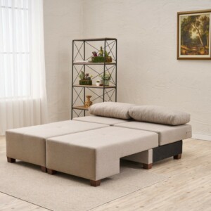 Καναπές - κρεβάτι πολυμορφικός Perenna Megapap τριθέσιος υφασμάτινος χρώμα κρεμ 233x93x83εκ. - Image 3